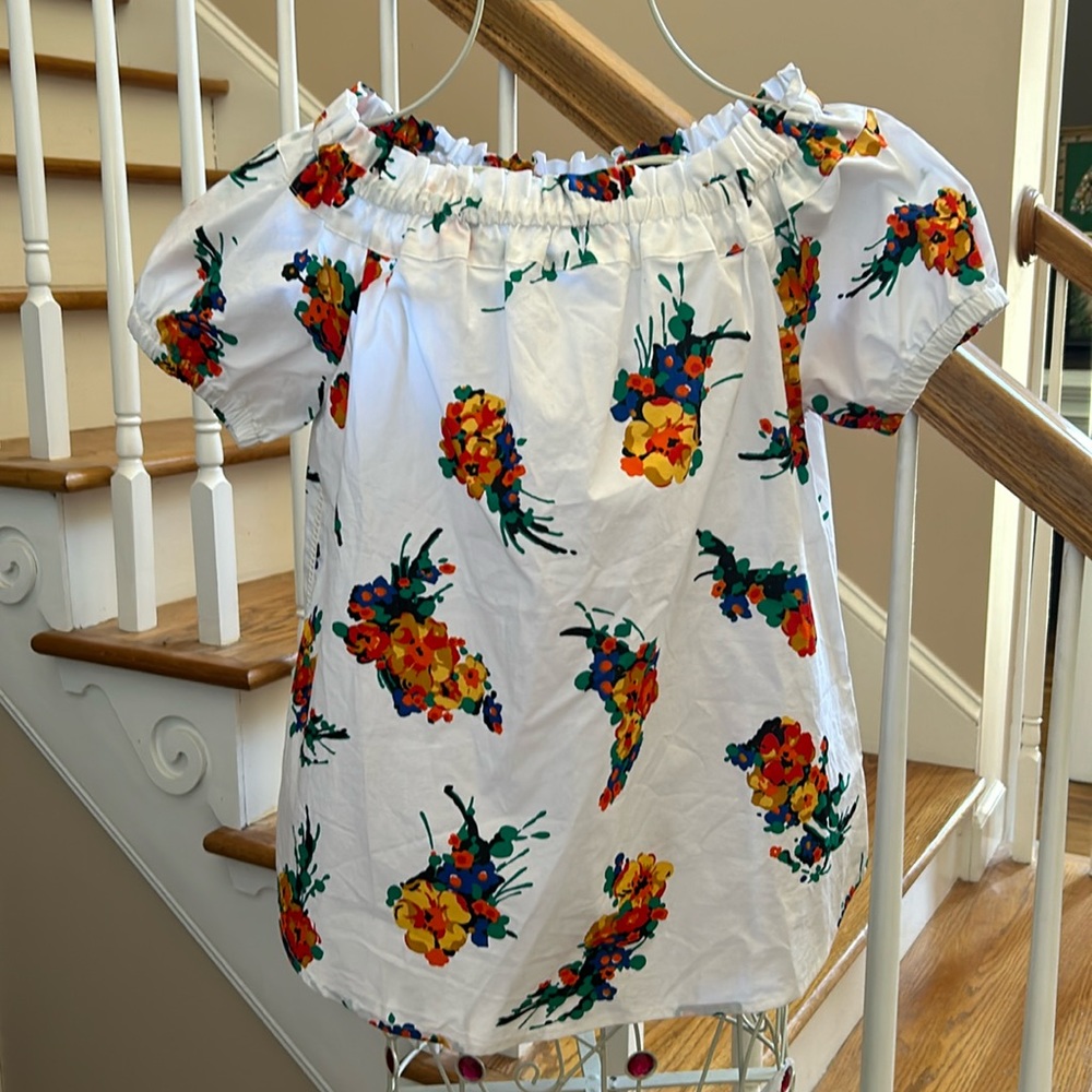 Anthropologie AKEMI + KIN white floral top puff sleeve small